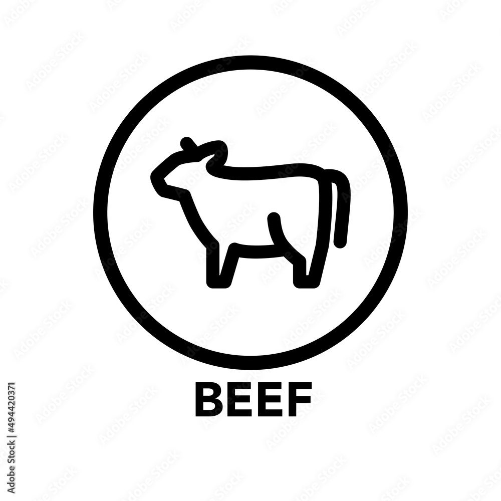 Round frame beef icon, one of the food allergy icons set Round frame beef icon, one of the food allergy icons set