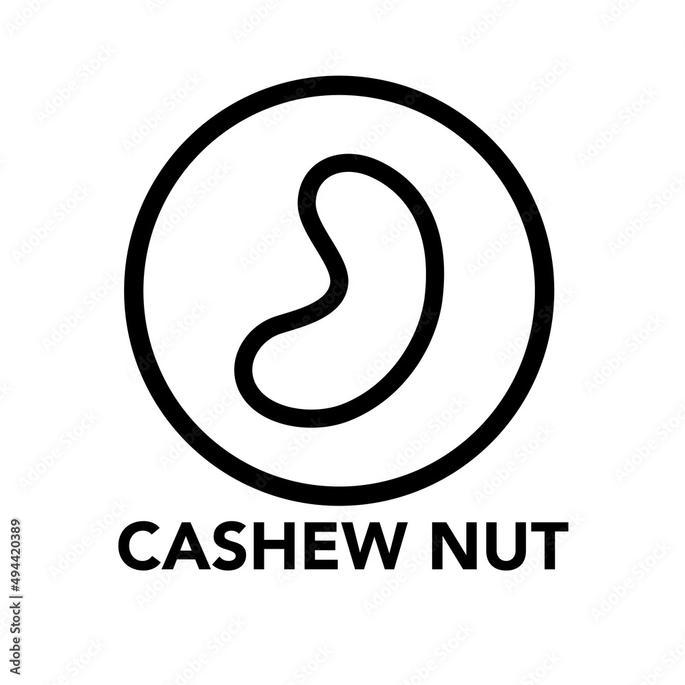 Fototapeta premium Round frame cashew nuts icon, one of the food allergy icons set