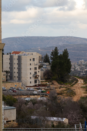 04-03-2022. beit-el israel. Houses and buildings in Beit El in Samaria-Israel. Cloudy skies of winter photo