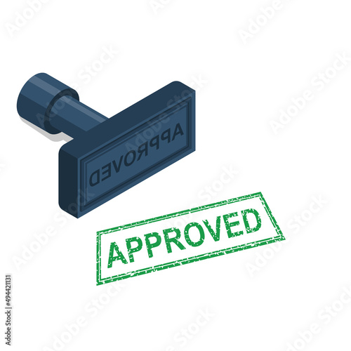 Approved stamping. Green approved stamp. Vector flat.
