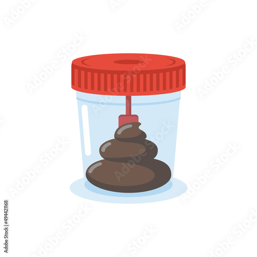 Stool analysis. Stool test icon. Medical sample in a glass tube.