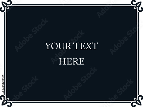 Vector vintage horizontal banner with kitschy border frame. Signboard or blackboard with chalk sign