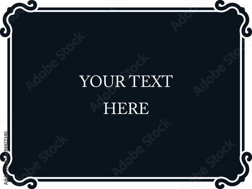 Vector vintage horizontal banner with kitschy border frame. Signboard or blackboard with chalk sign