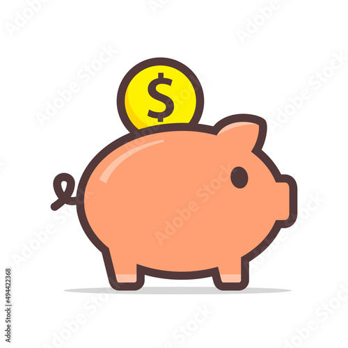 Moneybox piggy bank vector isolated flat illustration