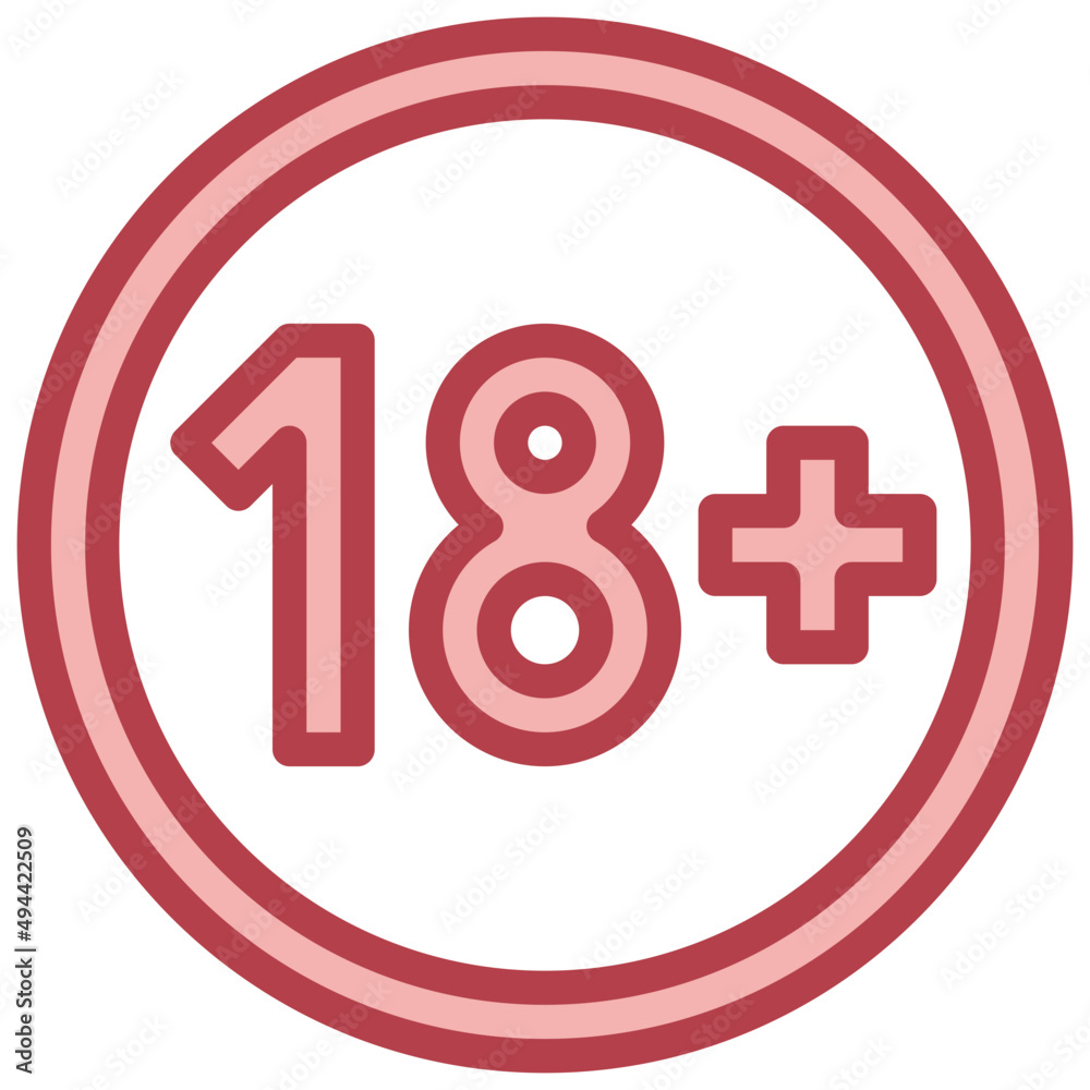 AGE LIMIT red line icon,linear,outline,graphic,illustration AGE LIMIT red line icon,linear,outline,graphic,illustration