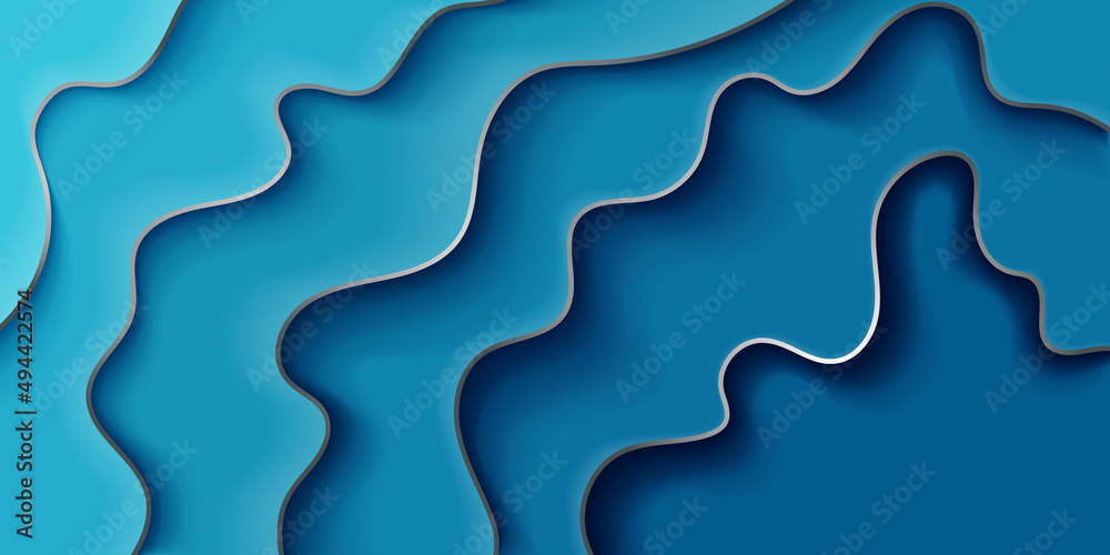 Abstract ocean or sea background with waves pattern and silver lines. 3d effect design illustration. Vector eps 10