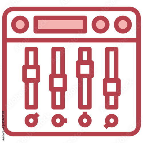 AUDIO MIX red line icon,linear,outline,graphic,illustration