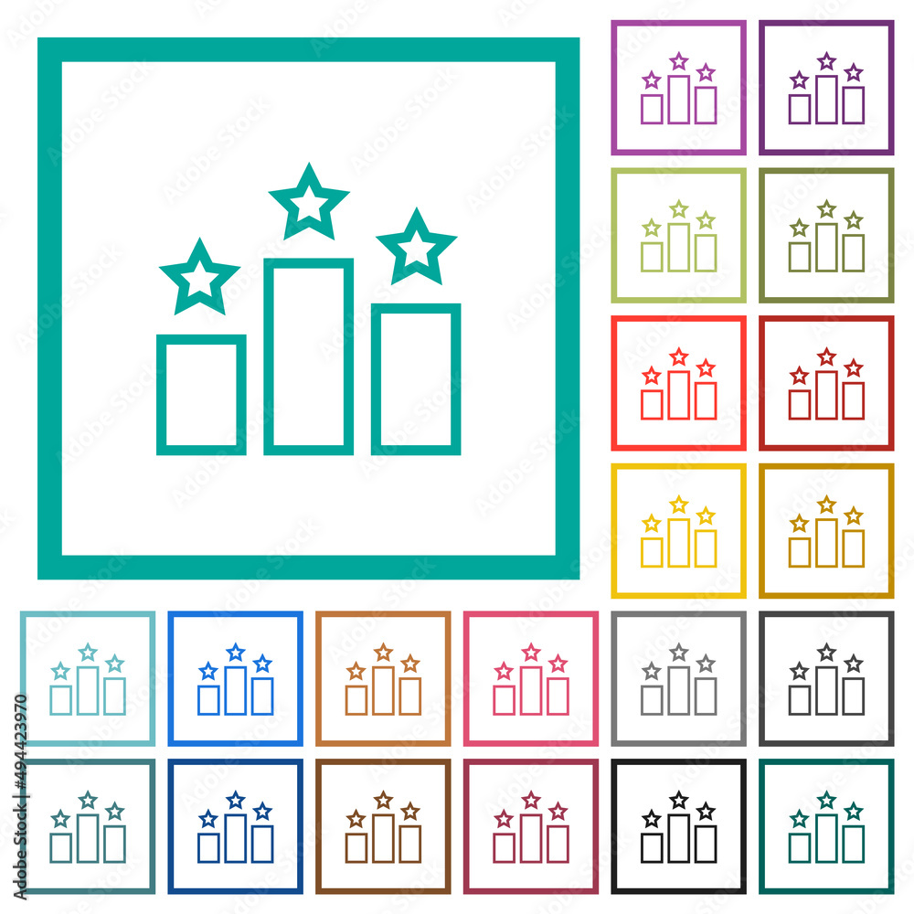 Naklejka premium Ranking outline flat color icons with quadrant frames