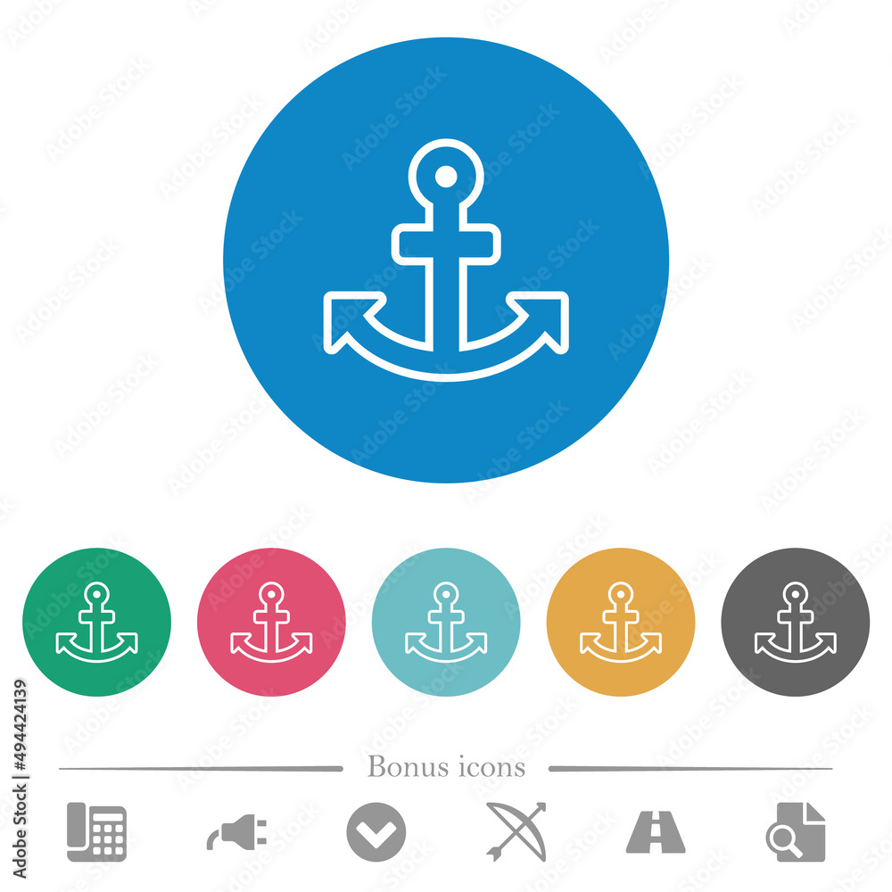 Anchor outline flat round icons Anchor outline flat round icons