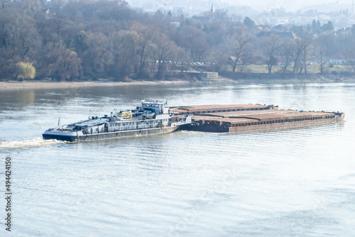 Obraz na plátně Tanker on the Danube river in the city of Novi Sad.