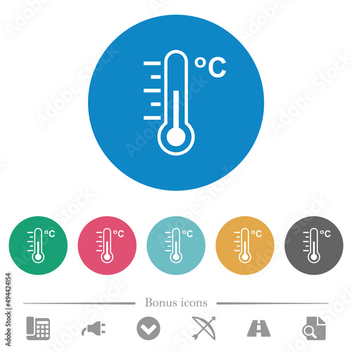 Celsius thermometer medium temperature flat round icons