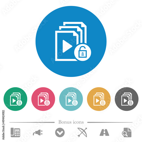 Unlock playlist flat round icons photo