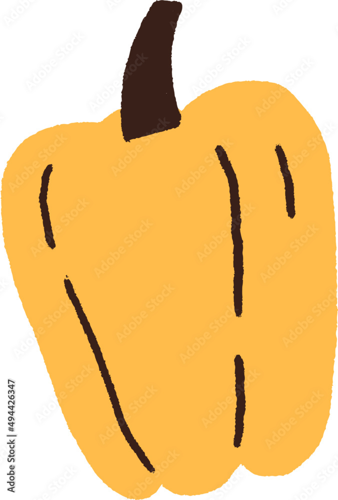 Bell Pepper Hand Drawn Cartoon Illustration Stock Vector | Adobe Stock