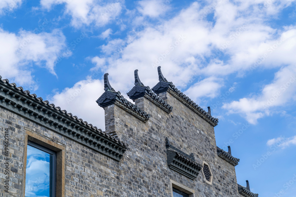 Chinese Ancient Architectural Roof Details of Hui Style