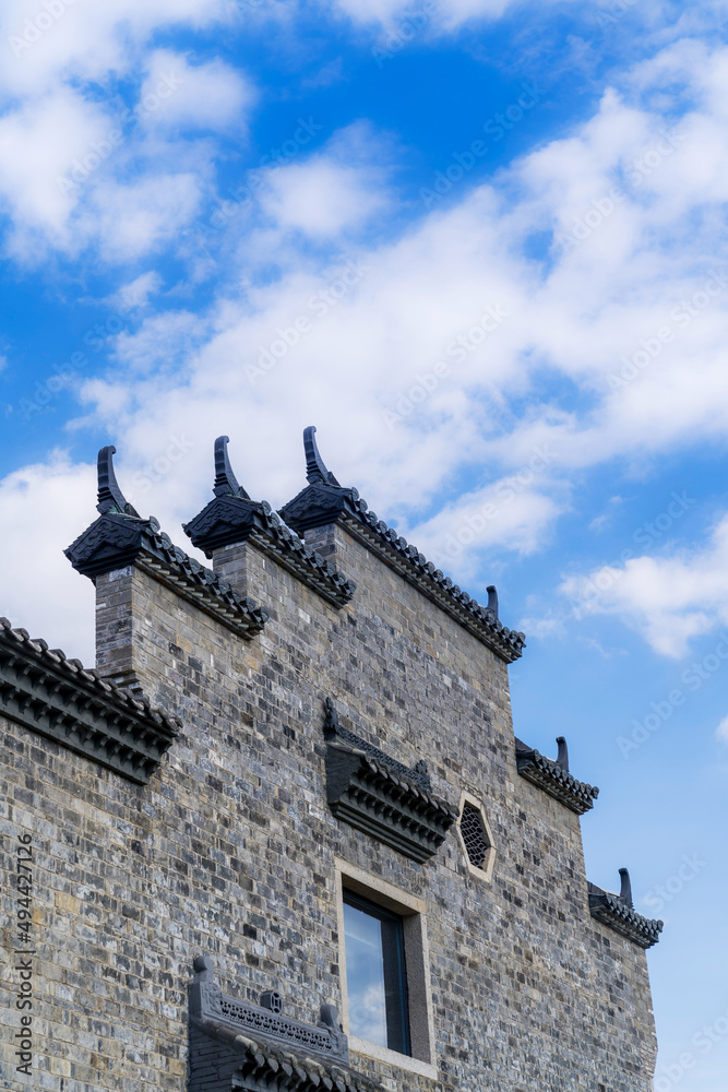 Chinese Ancient Architectural Roof Details of Hui Style