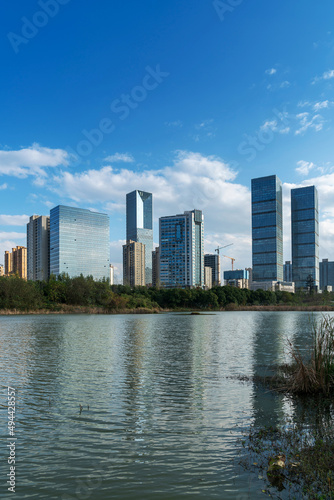 Lakeside modern office building in China © gjp311