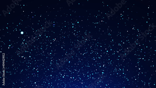 Background of falling magic dust particles. Abstract futuristic concept. Energy flow of blue particles. 3D rendering.