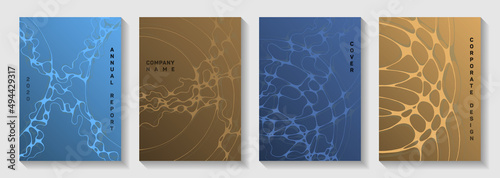 Fashionable disco party flyers. Linked curve lines surface backdrops. Futuristic cover vector templates. Night party posters collection fluid curves graphic design.