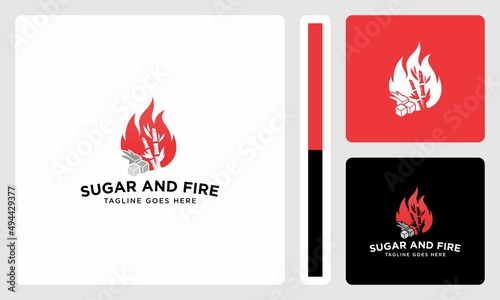 fire, sugar and sugar cane logo