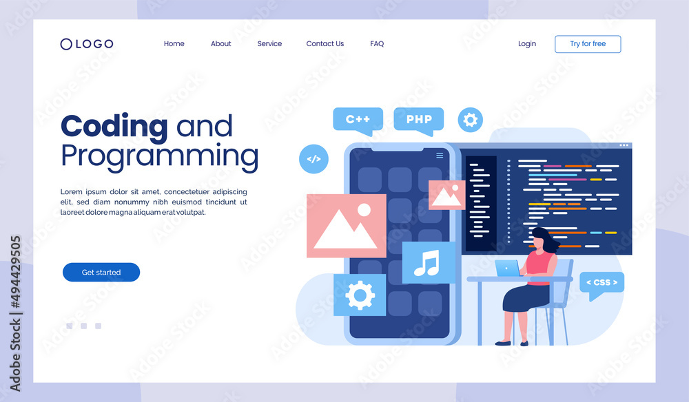 Coding & programming languages. css, html, it, ui. programmer cartoon ...