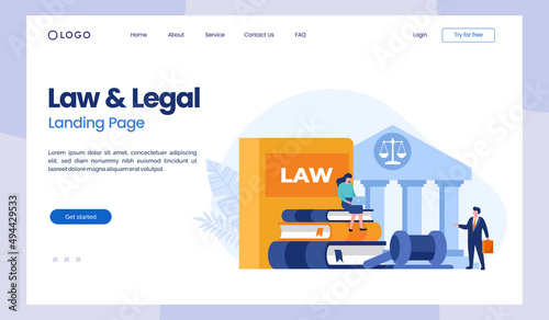law firm and legal services concept, lawyer consultant, flat illustration vector landing page