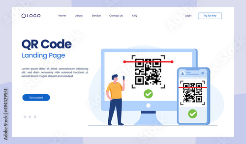 QR code, Scan barcode technology, online payment flat vector illustration for banner and background