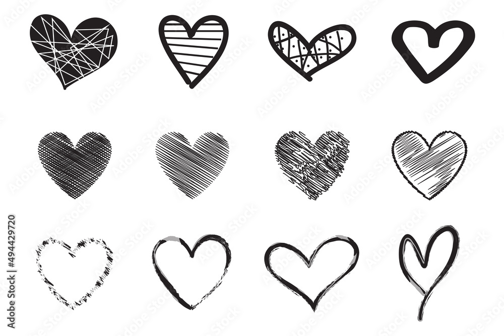 Heart contour vector. Black hand drawn love icon isolated. Paint brush stroke heart icon. Hand drawn vector for love logo, heart symbol, doodle icon and Valentine's day. Painted grunge vector shape Heart contour vector. Black hand drawn love icon isolated. Paint brush stroke heart icon. Hand drawn vector for love logo, heart symbol, doodle icon and Valentine's day. Painted grunge vector shape
