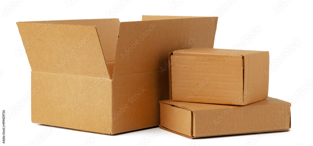 Craft cardboard boxes isolated on white background Craft cardboard boxes isolated on white background