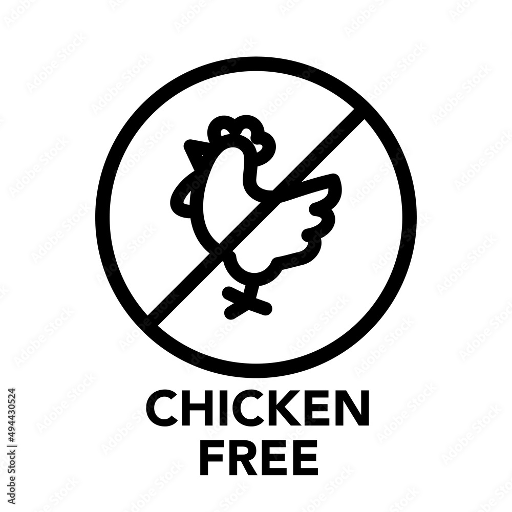 Round frame chicken free icon, one of the food allergy icons set