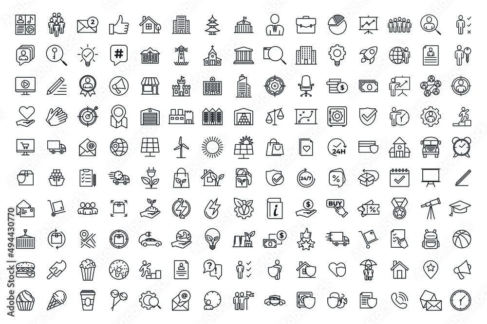 150 icon set symbol template for graphic and web design collection logo vector illustration