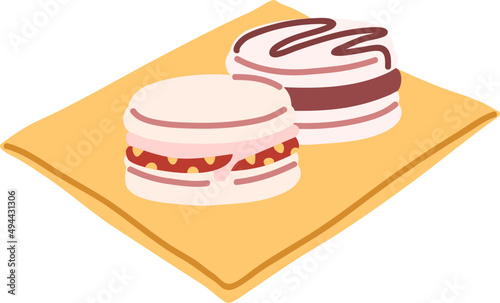 Macarons Sweet Dessert Cartoon Illustration