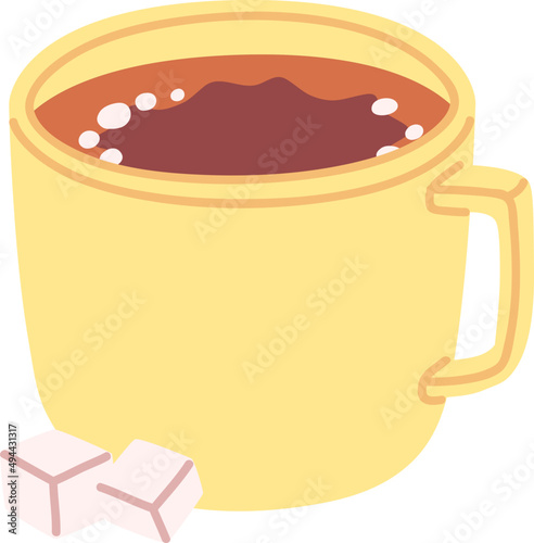 Coffee or Tea with Sugar Cartoon Illustration