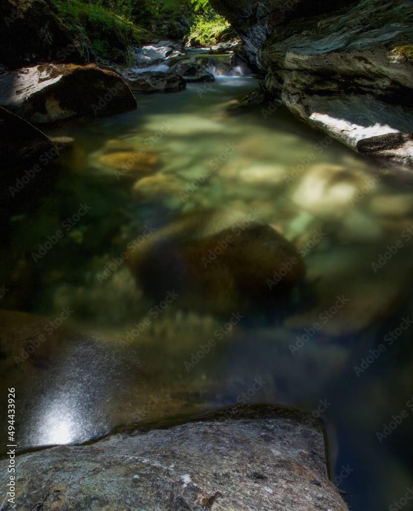 Waterfall in Scotland with clear pool