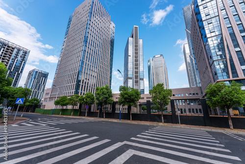 Photography The century avenue of street scene in shanghai Lujiazui,China.