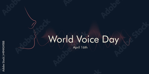 World voice day vector illustration Flat design, with dark background and sound waves.