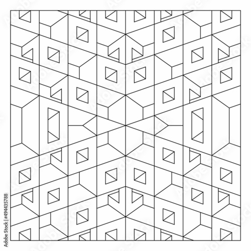 The drawing of hollow cubes are stacked upside down in four directions. Easy coloring pages. Architectural fantasy. Digital detox. EPS8 #472