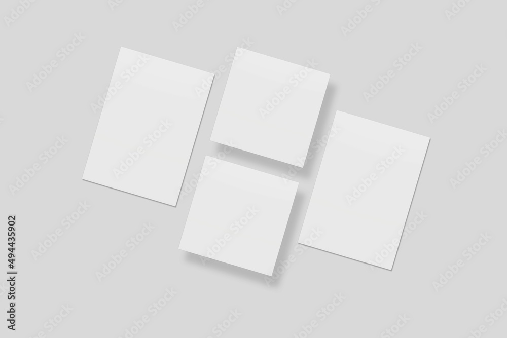 Blank paper for mockup. 3D Render. Blank paper for mockup. 3D Render.