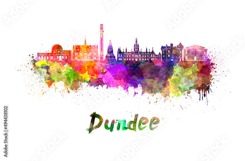 Dundee skyline in watercolor