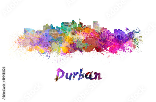 Durban skyline in watercolor