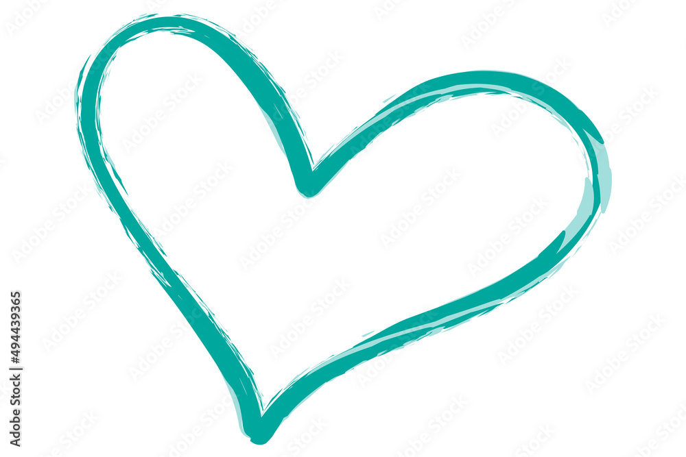 Heart contour vector. Turquoise hand drawn love icon isolated. Paint brush stroke heart icon. Hand drawn vector for love logo, heart symbol, doodle icon and Valentine's day. Painted grunge vector Heart contour vector. Turquoise hand drawn love icon isolated. Paint brush stroke heart icon. Hand drawn vector for love logo, heart symbol, doodle icon and Valentine's day. Painted grunge vector