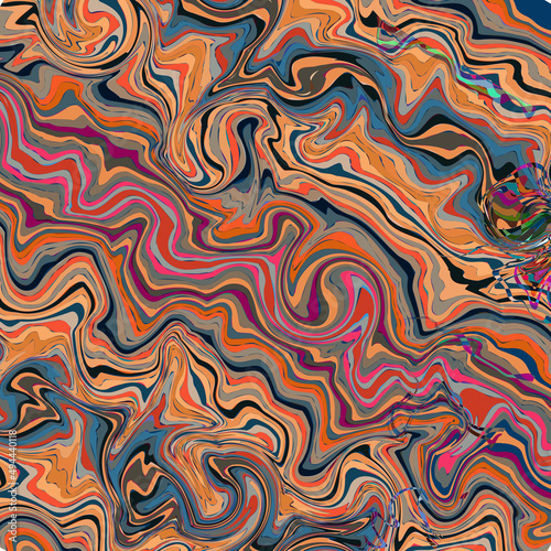 Vector, Abstract, Mosaic Pattern of Multicolored Scrolls and Curved Figures in Dark Colorful Tones