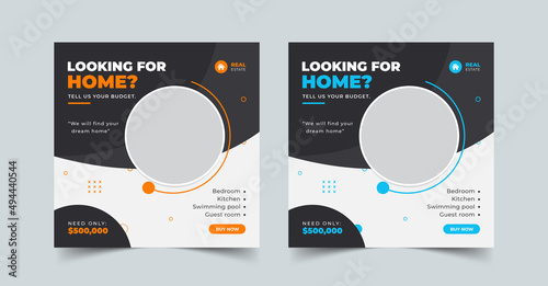 Real estate social media post or square web banner advertising template
