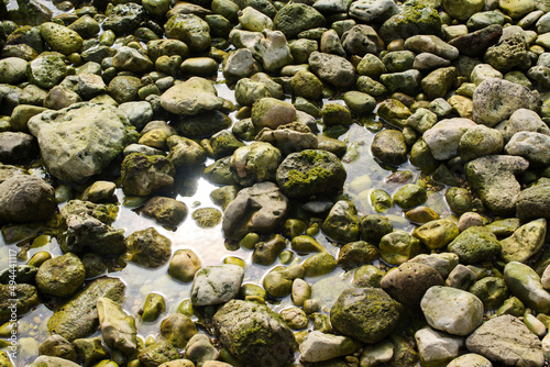 Pebble stones and water. 