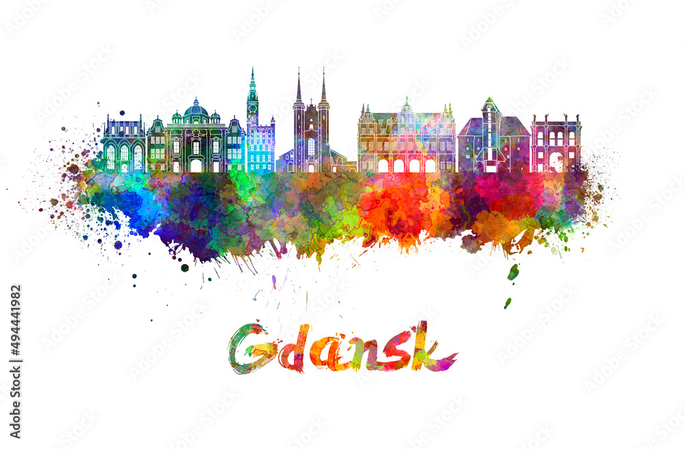 Gdansk skyline in watercolor