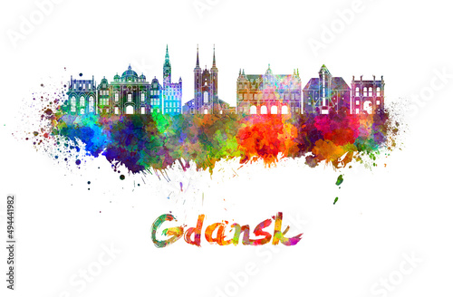 Gdansk skyline in watercolor