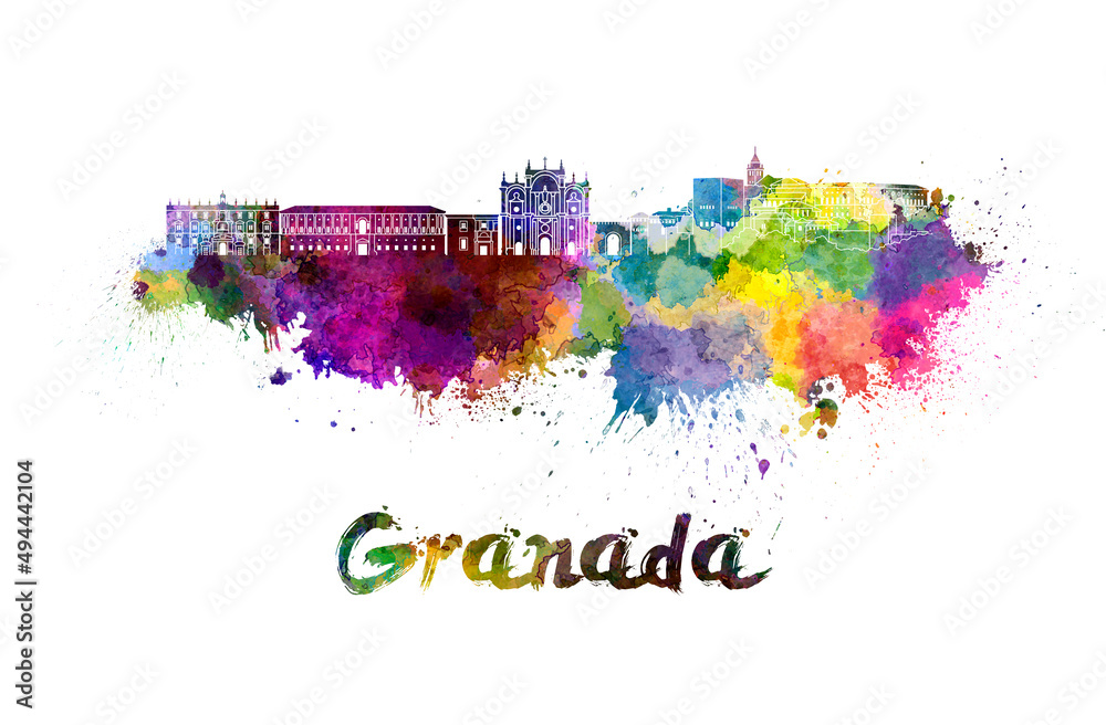 Granada skyline in watercolor