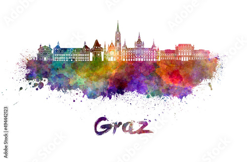 Graz skyline in watercolor