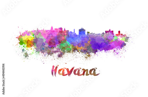 Havana skyline in watercolor