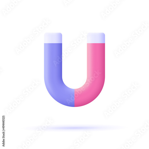 Magnet. Magnetism, magnetize, marketing and business online strategy concept. 3d vector icon. Cartoon minimal style.