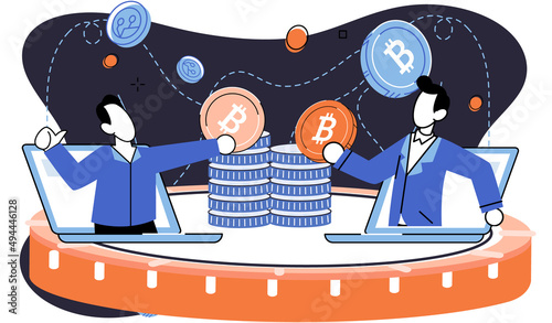 Cryptocurrency bitcoin mining metaphor Blockchain exchange platform. Cyber banking procedures, bitcoin trading, wallet. Ecurrency transactions. Digital currency, cryptocurrency market, hidden mining